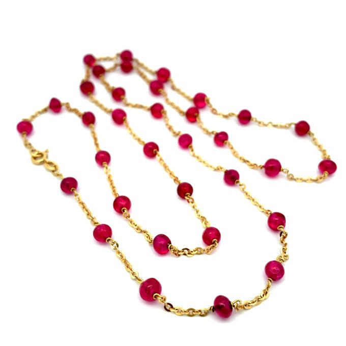 Yellow Gold Ruby Station Necklace