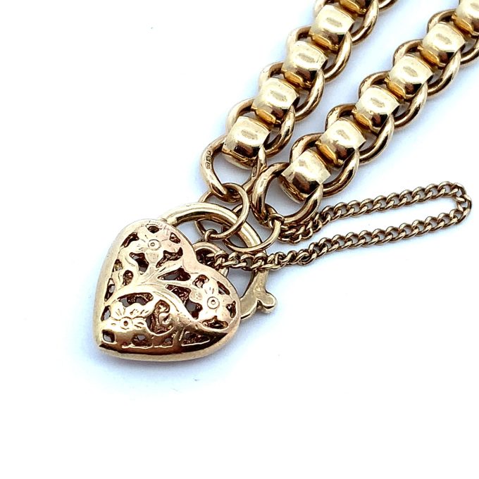 Ladies Yellow Gold Roller Ball Curb Bracelet