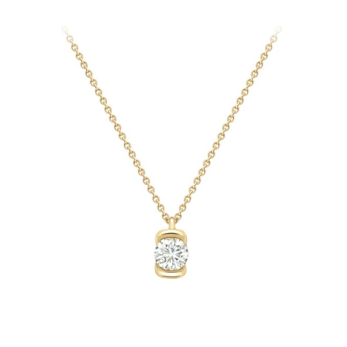18ct Yellow Gold Diamond Solitaire Necklace