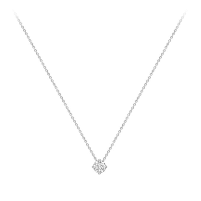 18ct White Gold Diamond Solitaire Necklace