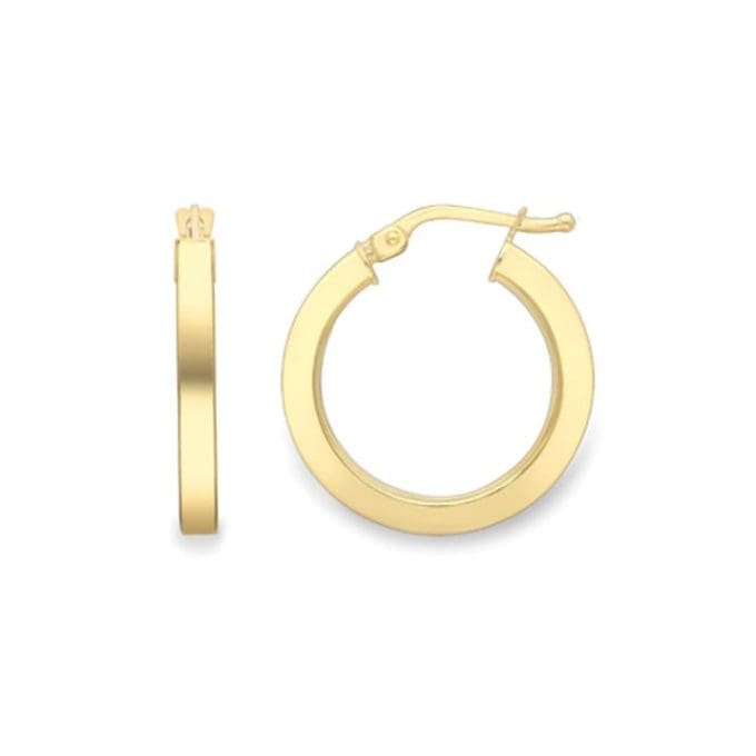 Yellow Gold Square Profile Hoop Earrings