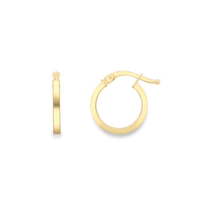 Yellow Gold Square Profile Small Hoop Earrings