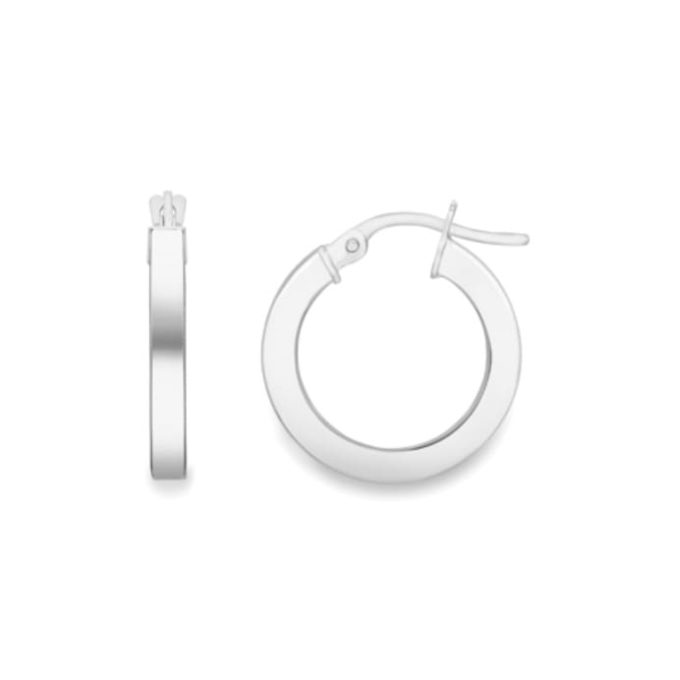 White Gold Square Profile Hoop Earrings
