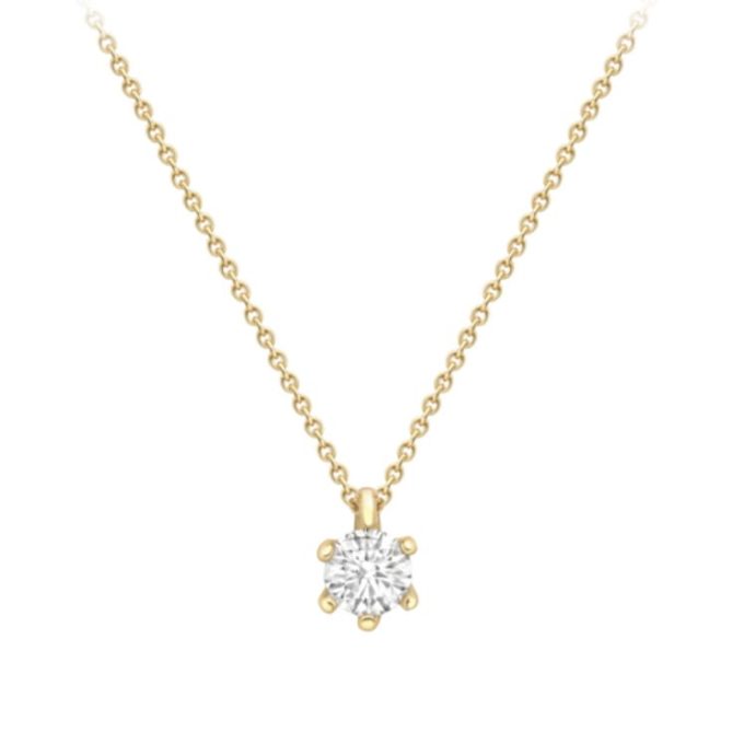 18ct Yellow Gold Diamond Solitaire Necklace