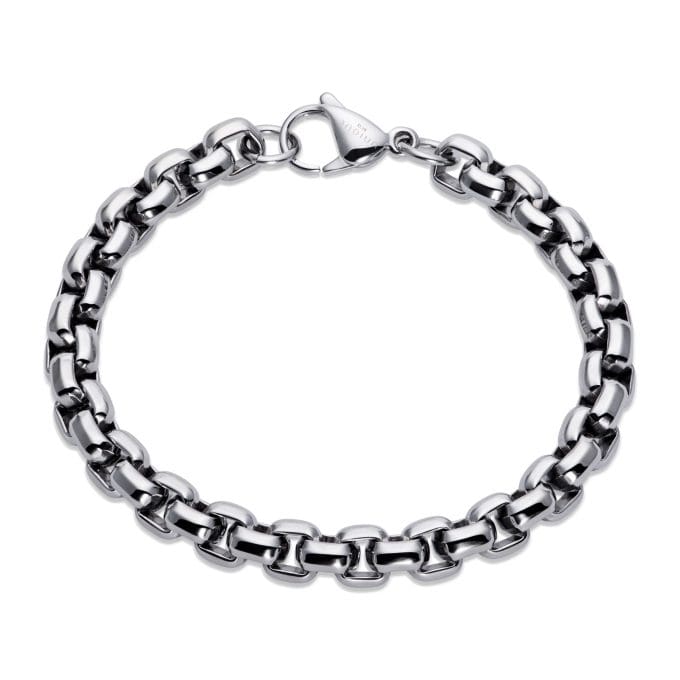 Unique Stainless Steel Heavy Box Link Bracelet