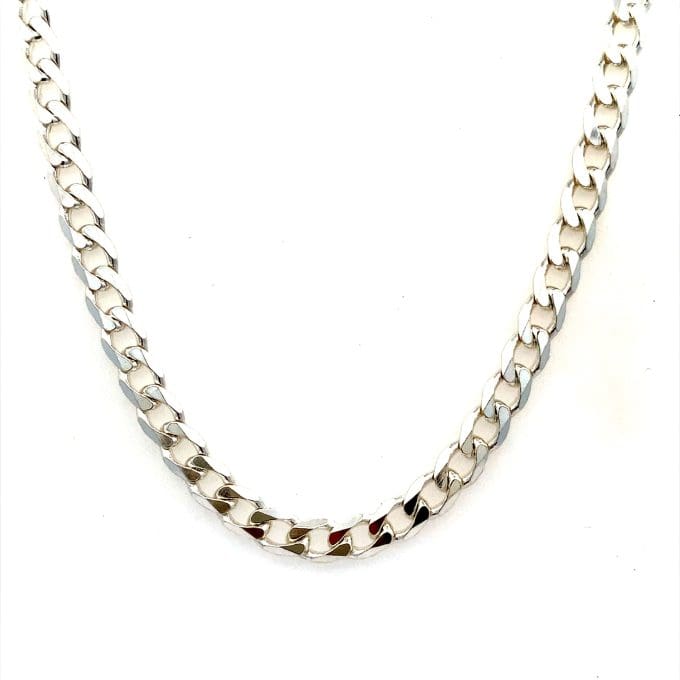 Silver Bombe Curb Link Chain 18"