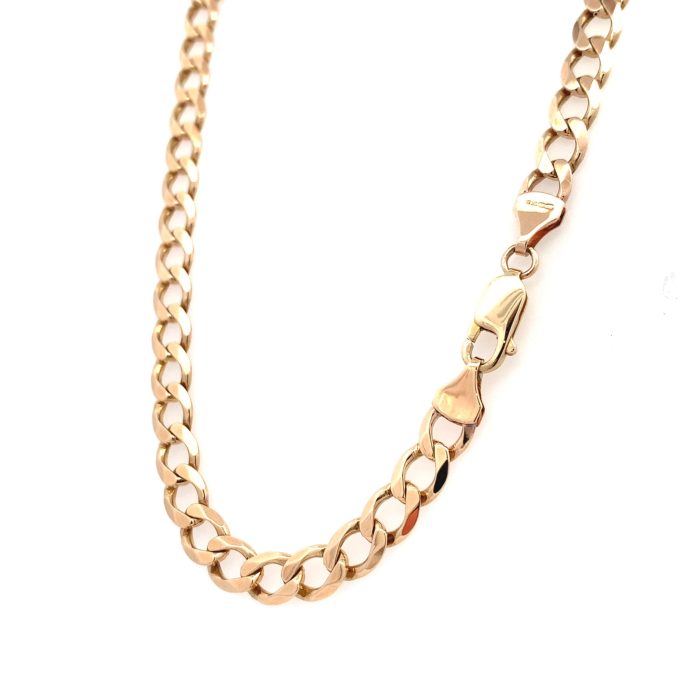 9ct Yellow Gold Flat Curb Link Chain - 20 Inch