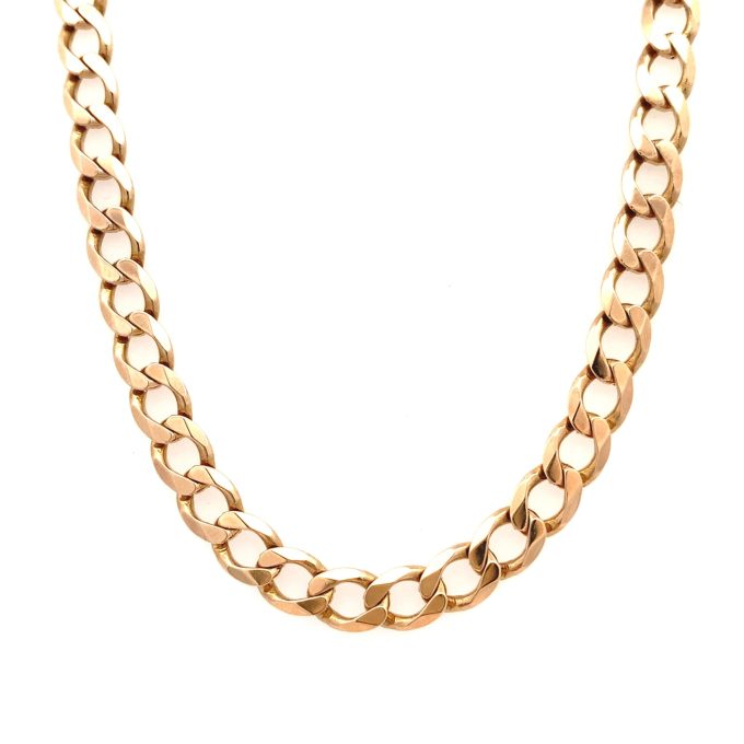 9ct Yellow Gold Flat Curb Link Chain - 20 Inch