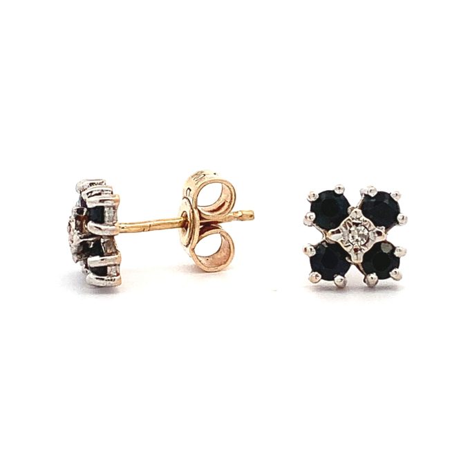 Sapphire & CZ Stud Earrings