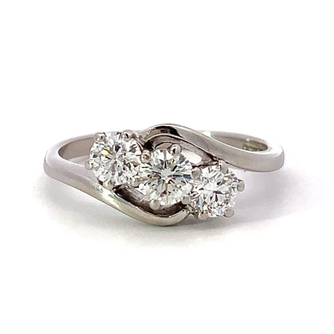 Platinum Three Diamond Twist Ring