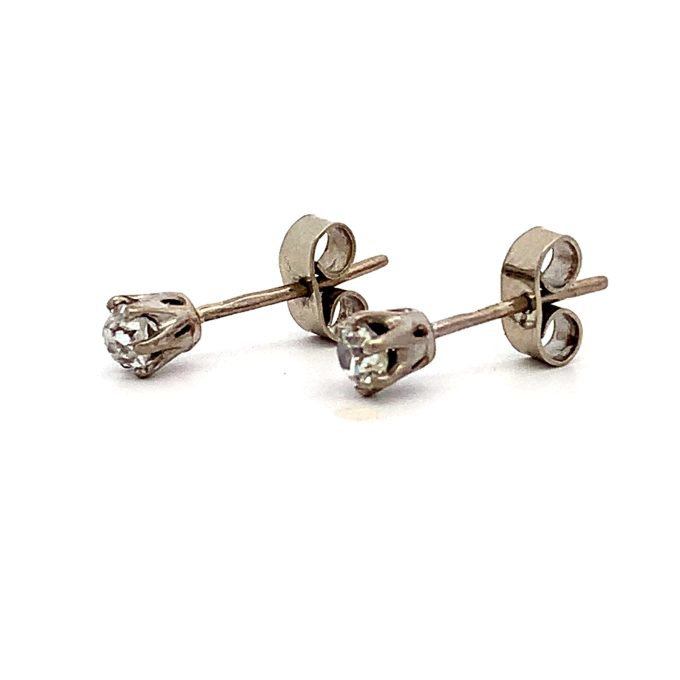 Old Cut Diamond White Gold Stud Earrings