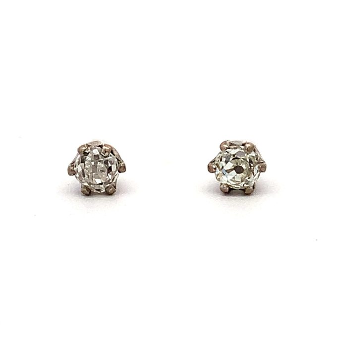 Old Cut Diamond White Gold Stud Earrings