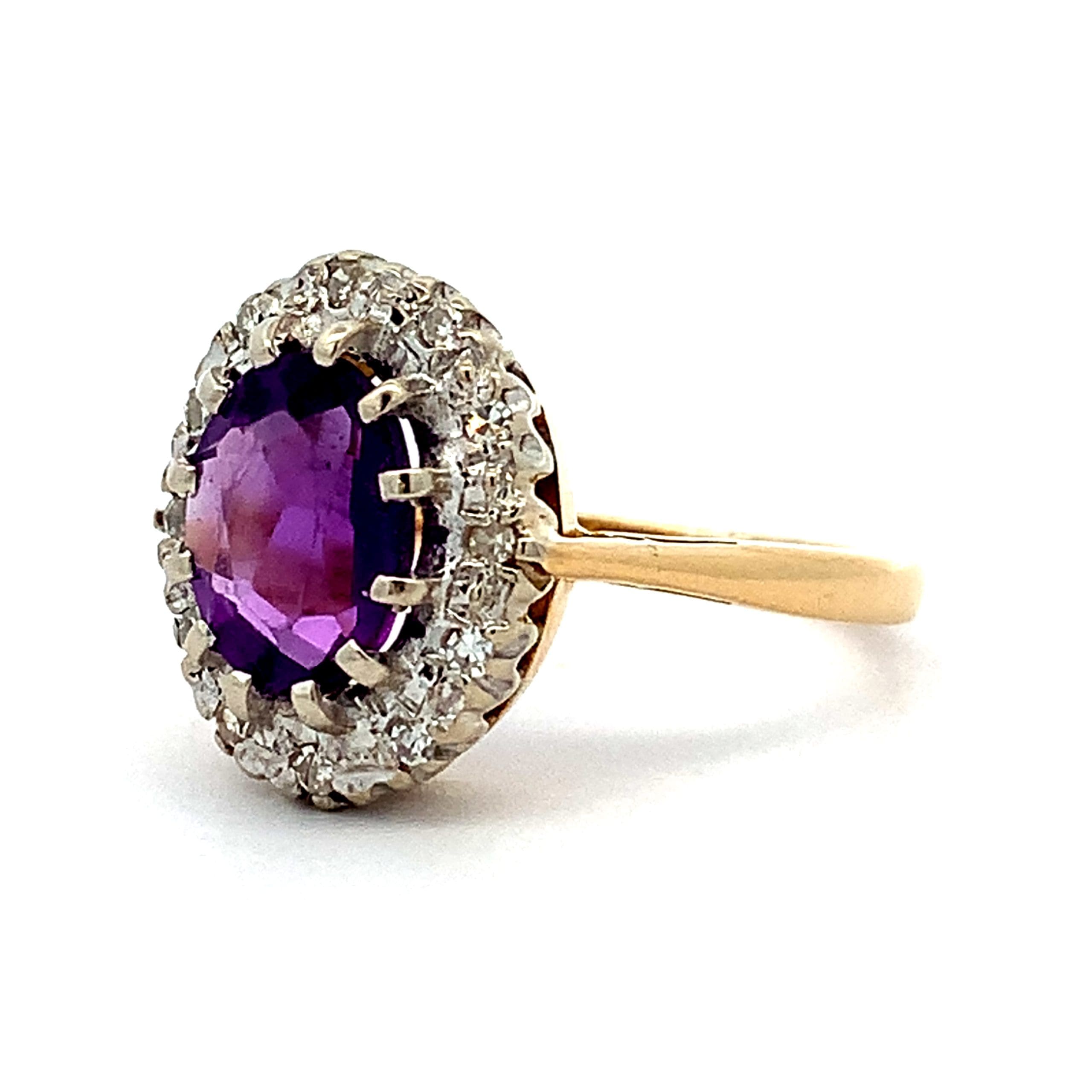 Vintage Amethyst and Diamond Cluster Ring