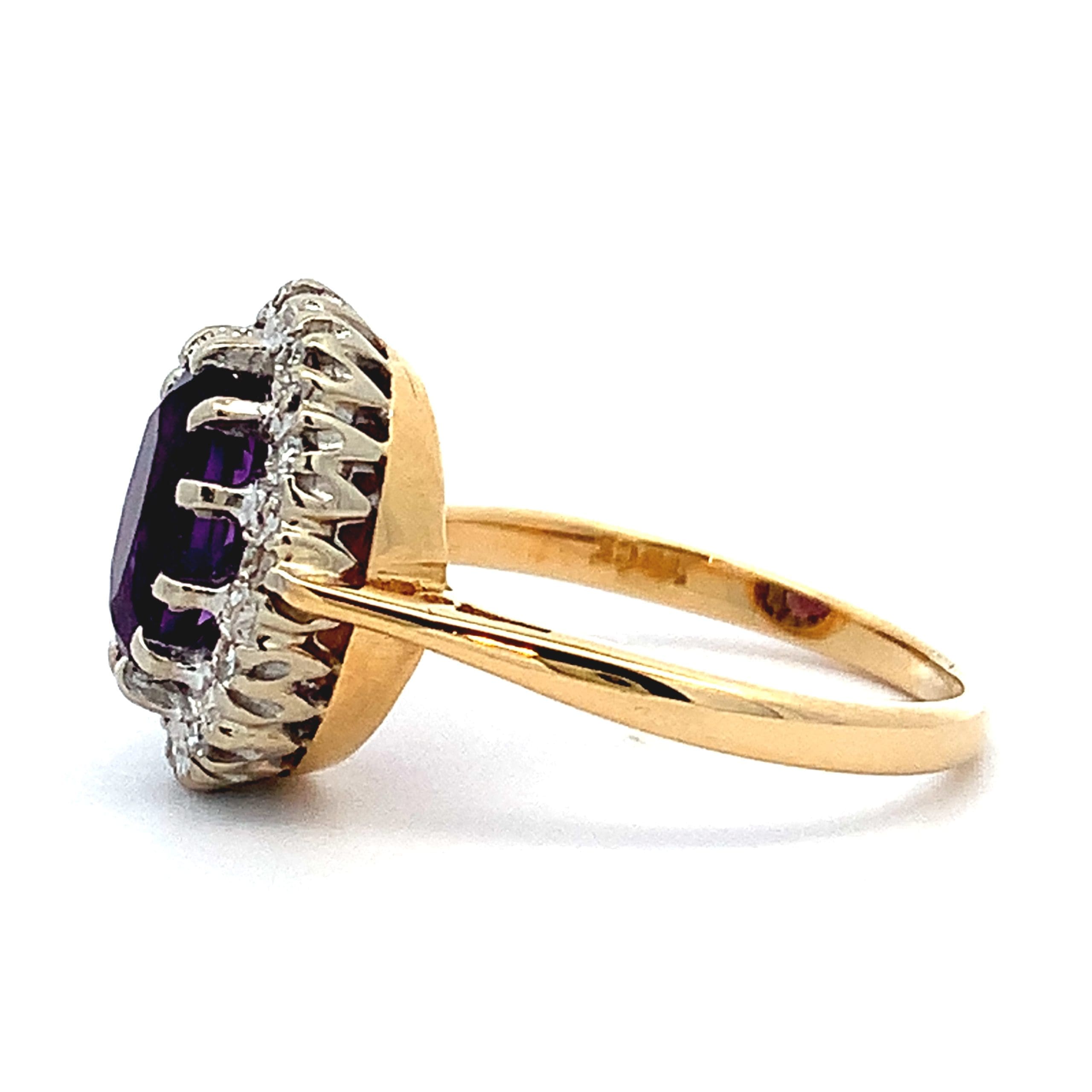 Vintage Amethyst and Diamond Cluster Ring