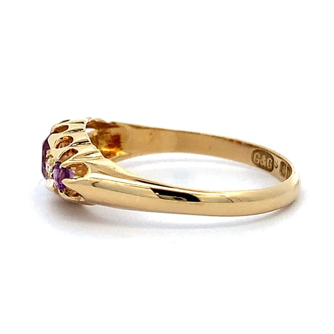 Vintage 18ct Gold Amethyst & Diamond Dress Ring