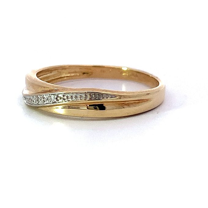 9ct Diamond Set Crossover Band Ring