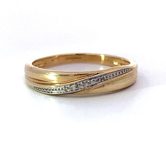 9ct Diamond Set Crossover Band Ring