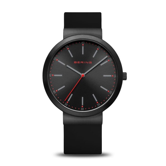 Bering Gents Black Steel Rubber Watch 10141-402