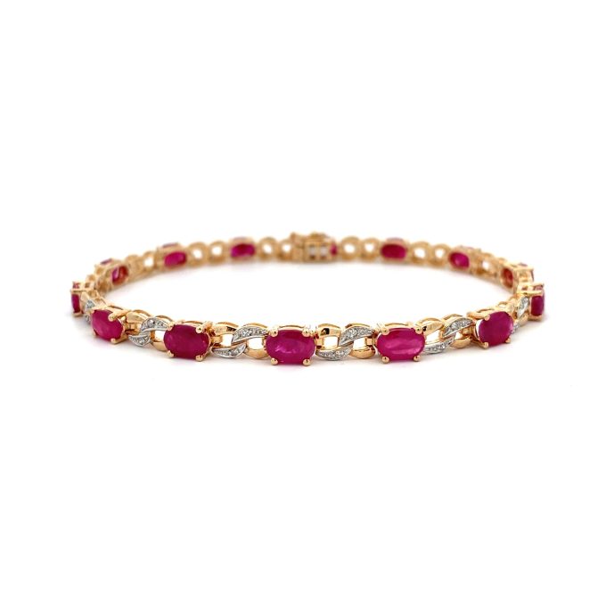 Yellow Gold Ruby and Diamond Dress Bracelet