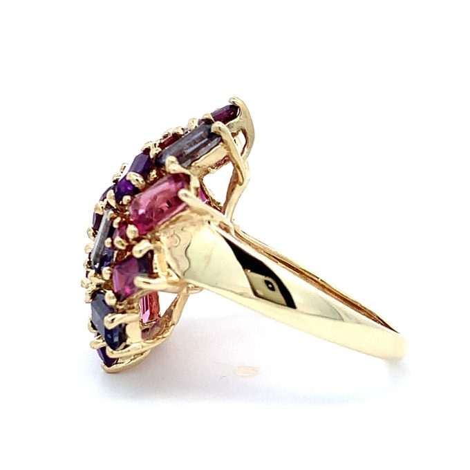 Multi Gem Yellow Gold Dress Ring