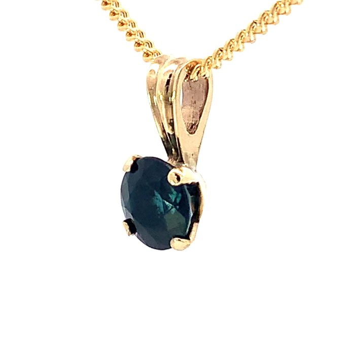 Yellow Gold Sapphire Solitaire Necklace