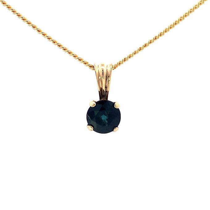 Yellow Gold Sapphire Solitaire Necklace