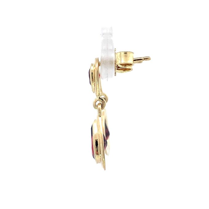 Yellow Gold Pear Cut Garnet Drop Earrings
