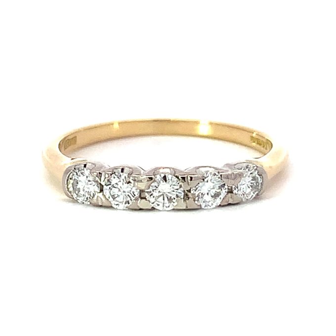 Yellow Gold Diamond Five Stone Eternity Ring