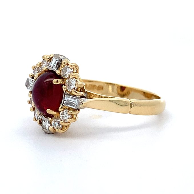 Ruby Cabochon and Diamond Dress Ring