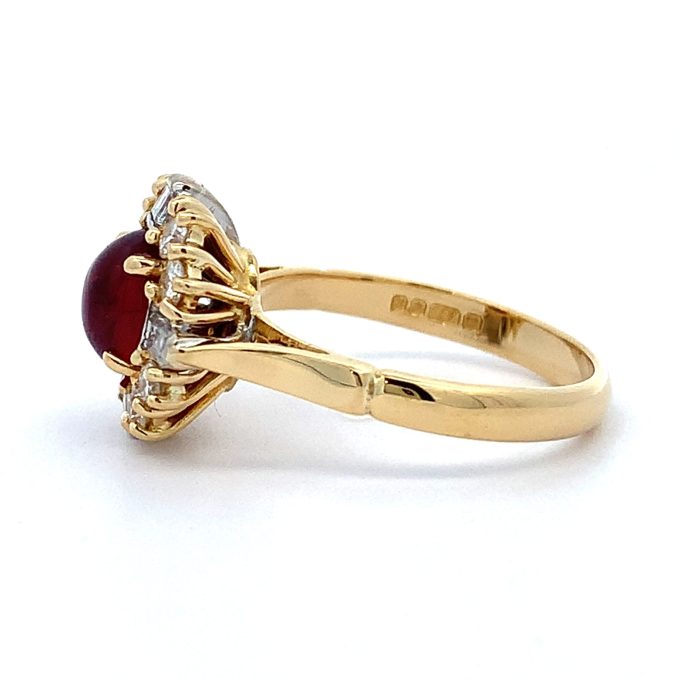 Ruby Cabochon and Diamond Dress Ring