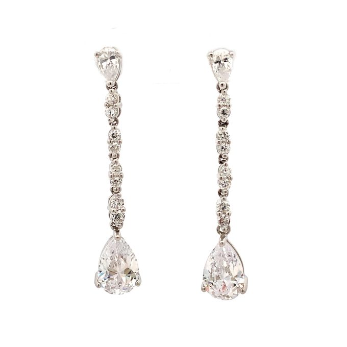 9ct Gold CZ Drop Dress Earrings