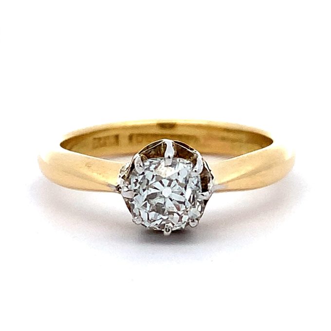 0.80ct Old Mine Cut Diamond Solitaire Ring
