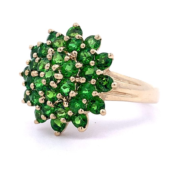 Green Garnet Yellow Gold Dress Ring