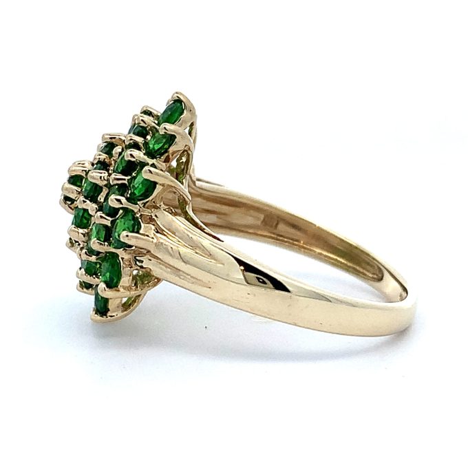Green Garnet Yellow Gold Dress Ring