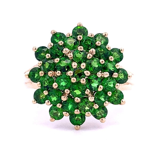 Green Garnet Yellow Gold Dress Ring