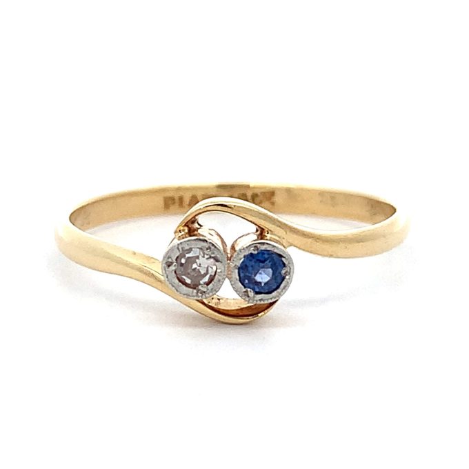 Vintage Sapphire and Diamond Twist Ring