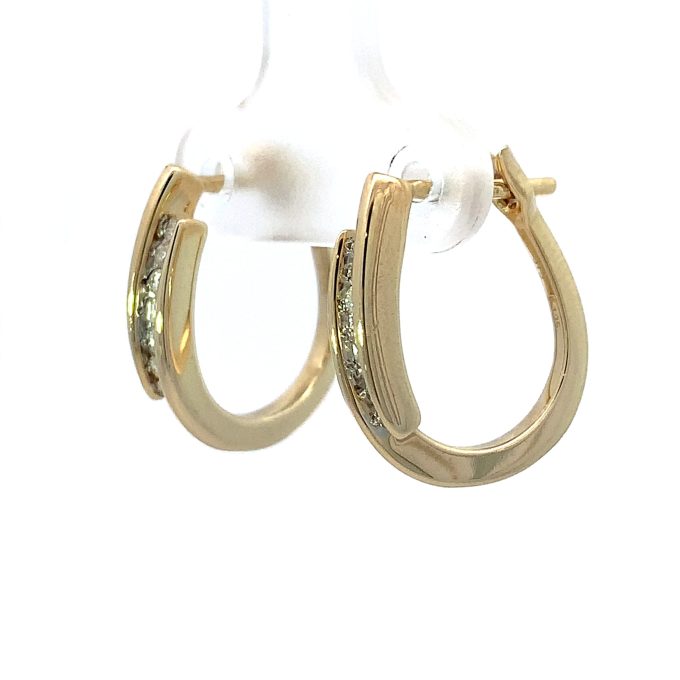 Diamond Set Gold Hoop Earrings