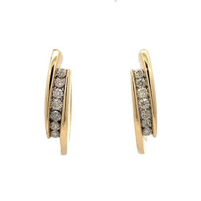 Diamond Set Gold Hoop Earrings