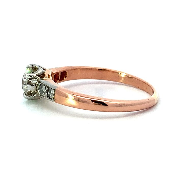 Vintage Rose Gold 0.50ct Old Cut Diamond Solitaire Ring