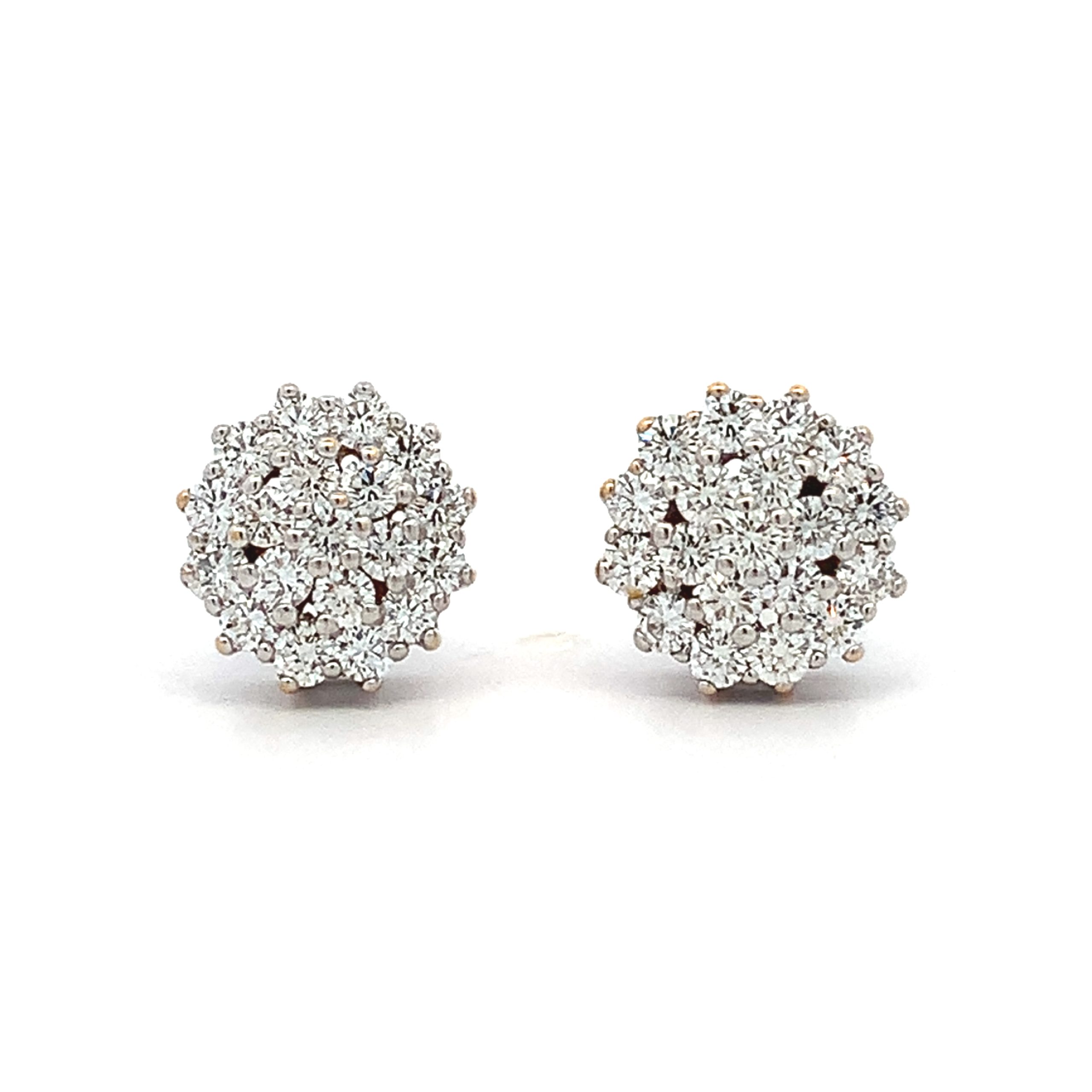 Diamond Cluster White Gold Stud Earrings