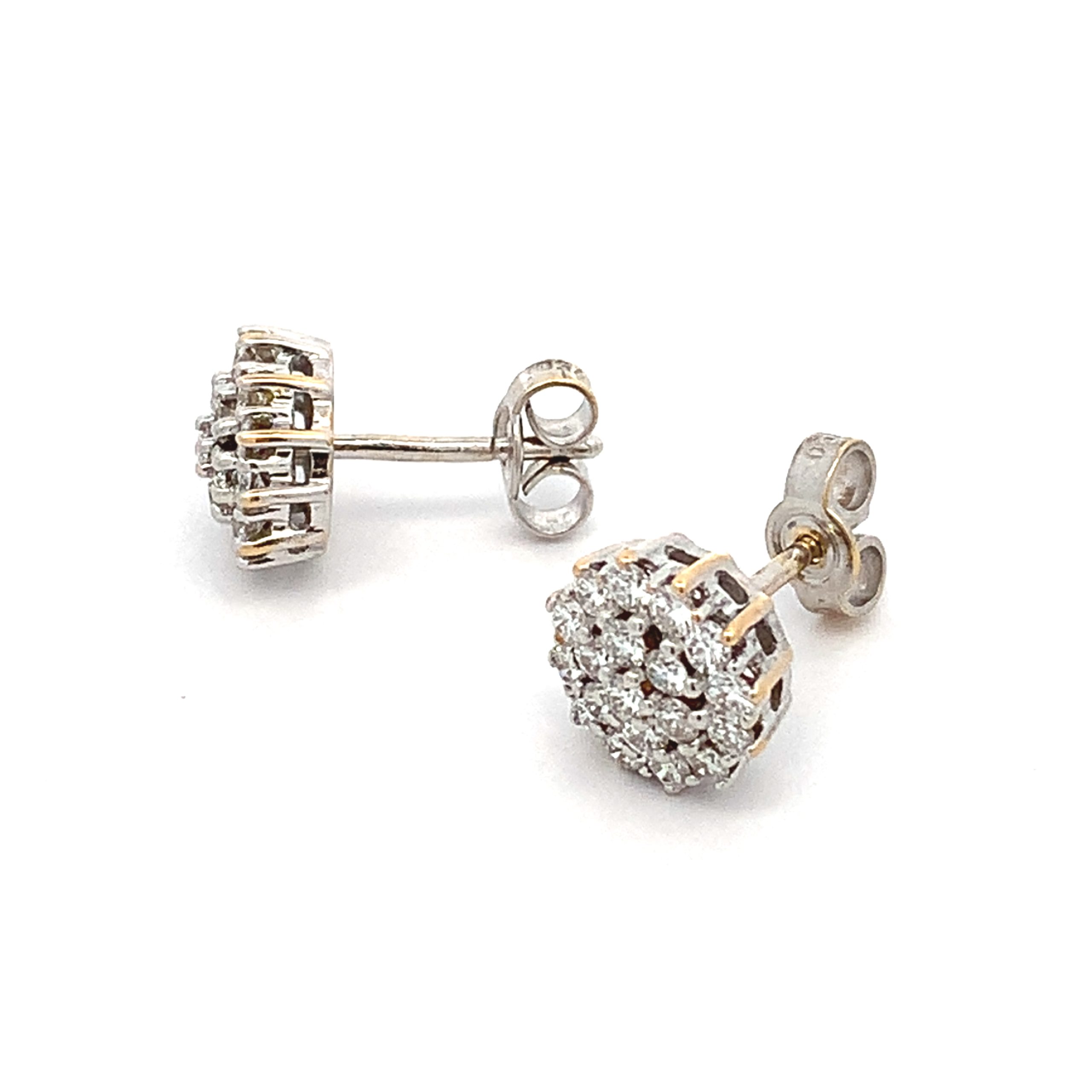 Diamond Cluster White Gold Stud Earrings