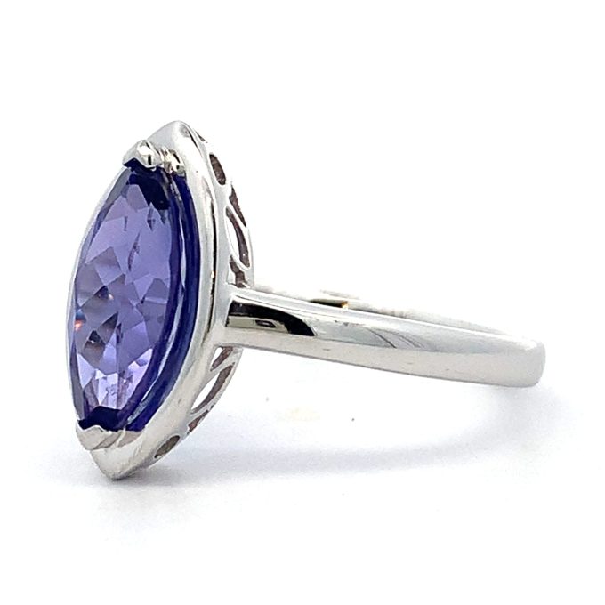 White Gold Marquise Tanzanite Dress Ring