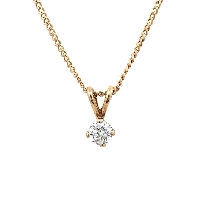 0.25ct Diamond Solitaire Yellow Gold Necklace