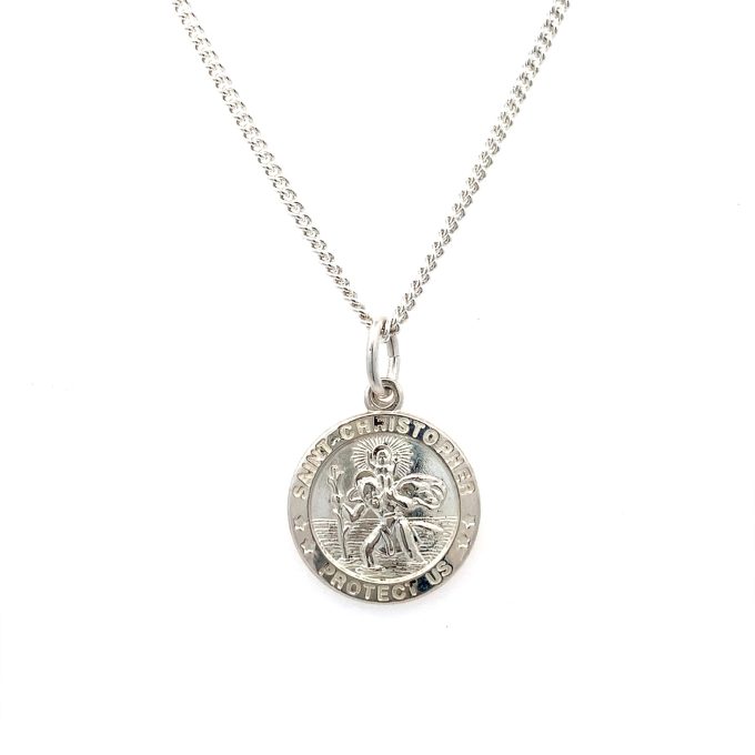 16mm Silver Saint Christopher Pendant & Chain
