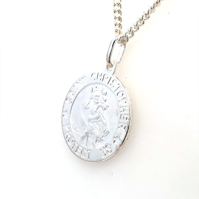 18mm Silver Saint Christopher Pendant & Chain