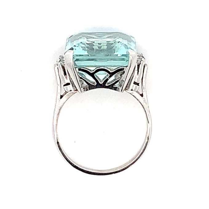 Platinum Aquamarine and Diamond Dress Ring