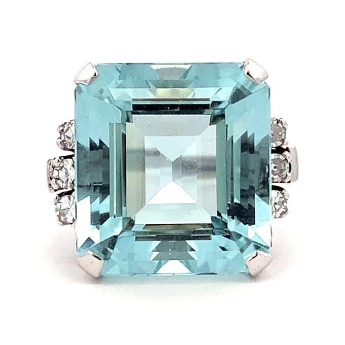 Platinum Aquamarine and Diamond Dress Ring