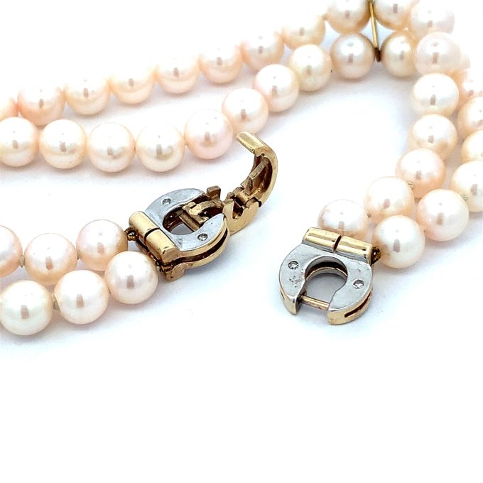Two Row Pearl and Gold Bracelet