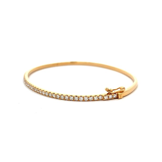1.00ct Diamond Yellow Gold Hinged Bangle