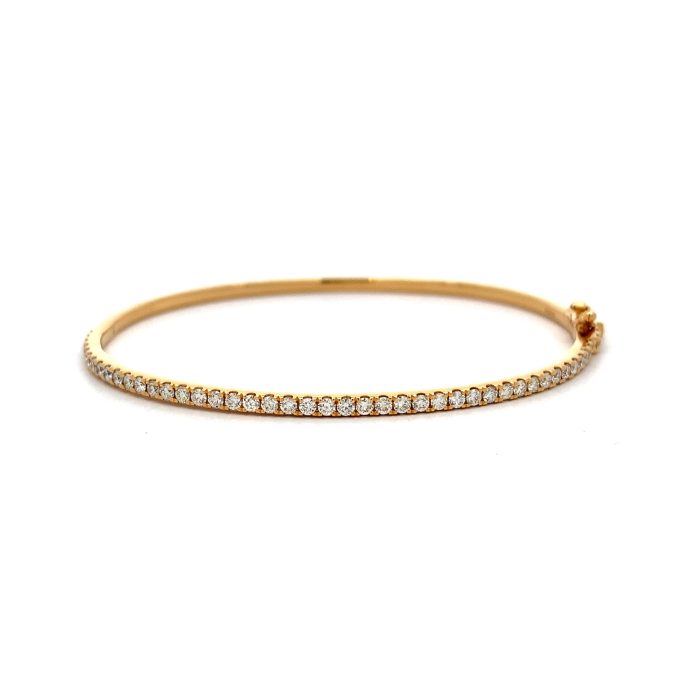 1.00ct Diamond Yellow Gold Hinged Bangle